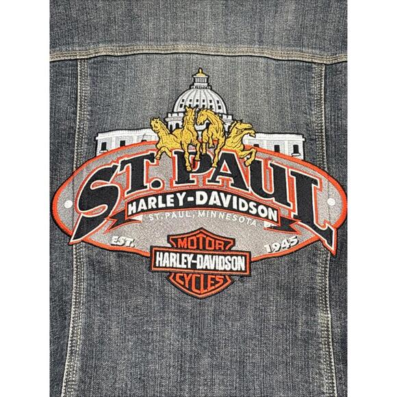 Woman’s Size Medium Harley Davidson Jean Jacket, Chicos Platinum Tag. With Flair - Picture 13 of 14